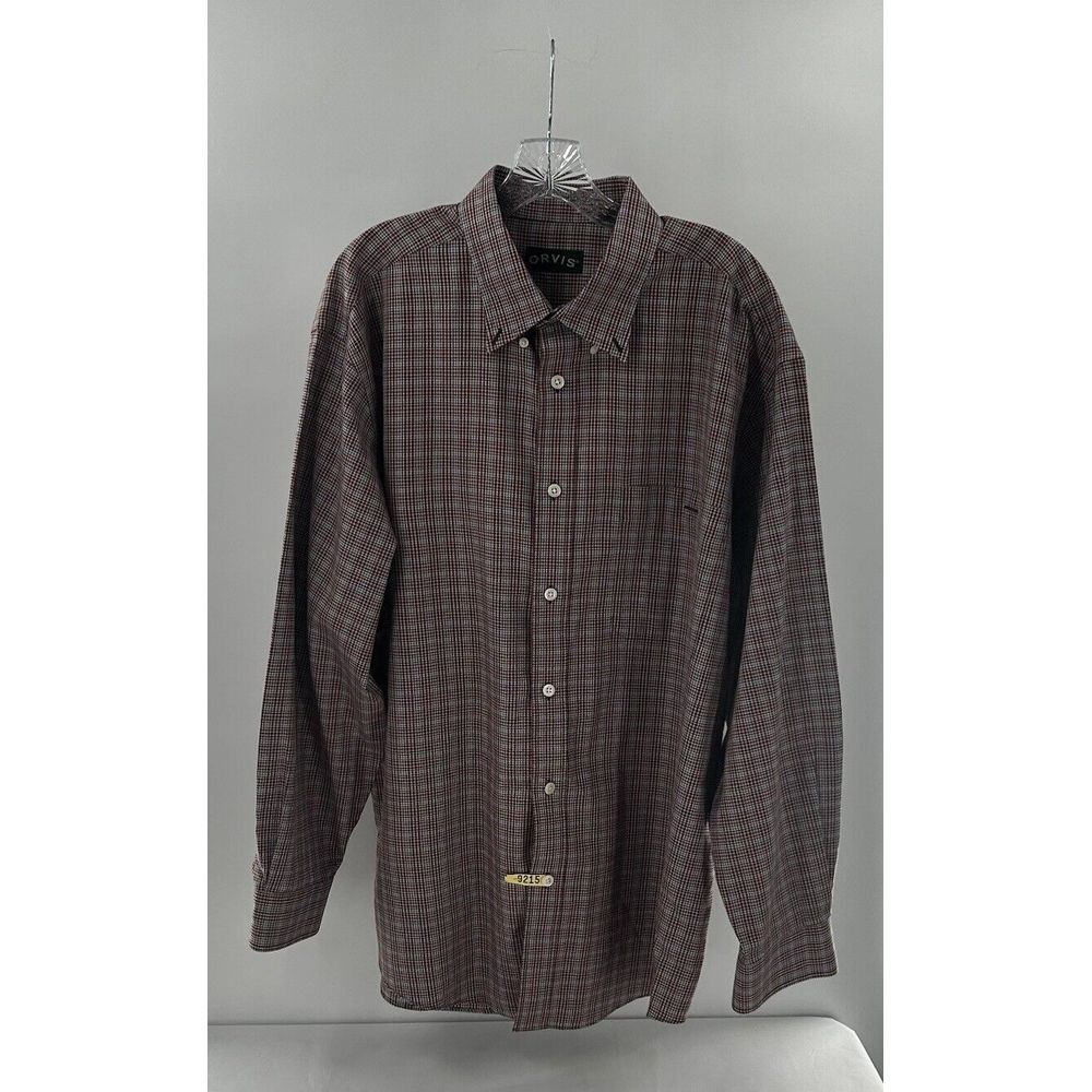 Orvis Men Multicolor Long Sleeve Button Down Checkered Shirt Size‎ XL
